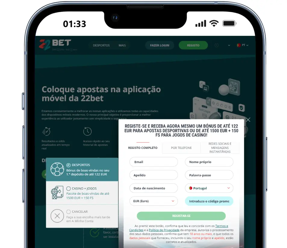 Como Criar Conta no 22Bet App