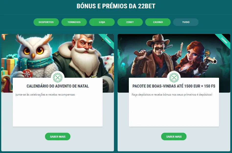 22Bet Bónus e Promoções